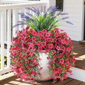 Homsunny Artificial Fake Hanging Flowers Plants for Outdoor Outside Decoration, Faux Silk Daisy Flower Realistic UV Resistant for Front Porch Patio Balcony Garden Yard Indoor Planter Home Decor(Pink)
