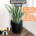 Fox & Fern Large 15 Inch Planter - Premium Lightweight Fiberstone Black Plant Pot with Drainage Plug; Ideal for Indoor and Outdoor Plants