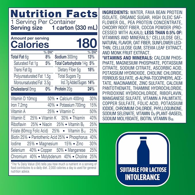Ensure Plant-Based Protein Shake With 20g Protein, 5g Fiber, Ready to Drink, Chocolate, 11 Fl Oz, 24 Pack