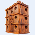 MIXUMON Wooden Bird Houses for Outside – 14 Rooms Large Bird House, Carbonized Pine Rustic Finish, 1.57" Entrance Holes, Cleaning Doors, Outdoor Birdhouse Nesting Box (Rustic, 14 Rooms)