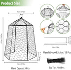 18.5" x 13" Large Plant Protection Cage, 5 Pcs Chicken Wire Cloche, Metal Protectors for Garden Plants, Protecting Fruits and Seedlings from Rabbits, Squirrels and Other Animals