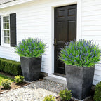24 Bundles Artificial Plants Flowers Outdoor, Faux Lavender Flowers Fake Monkey Grass UV Resistant Plastic Plant for Porch Garden Patio Window Home Decor, Purple