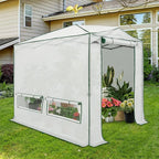 EAGLE PEAK 8x6 Portable Walk in Greenhouse, Pop Up Indoor Outdoor Greenhouse, Green House Kit with Zippered Roll-Up Doors and Windows, Woven Cover, Translucent