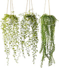 3 Packs Fake Hanging Plants with White Pots, 37" Artificial Hanging Plants for Wall Decor, Fake Plants Mandala Vine Indoor/Outdoor for Home Bathroom Bedroom Kitchen Office Room Decor