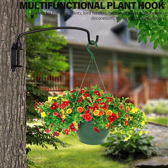 8 Pack Hanging Plant Bracket Wall Mounted Hooks for Hanging Bird Feeder, Flower Bracket, Anti Rust Metal Lanterns 12 Inches (12 in 8P)