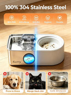 Kastty 15L/4 Gal Dog Water Fountain, Stainless Steel Large Pet Water Fountain with Water Level LED Light, Quiet Automatic Dog Water Bowl Dispenser for Dogs Inside Easy Cleaning FS79
