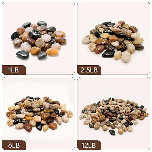 RITOLLO 6 lb River Rocks Pebbles for Indoor Plants 3/8-1 Inch Natural Aquarium Gravel Decorative Fish Tank Rocks Garden Landscaping Decor