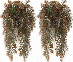 CATTREE Artificial Hanging Vines, Faux Ivy Leaves Plastic Plants Greenery Fake Leaf Plant UV Resistant for Indoor Outdoor Garden Door Wall Baskets DIY Wedding Party Table Decoration Red Brown 4 Pack