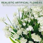 TURNMEON 20 Bundles Artificial Flowers for Outdoors,Spring Grass Camellia Fake Flowers Plastic Plants,UV Resistant No Fade Faux Greenery for Gardens Porch Planter Summer Cemetery Decor 500 Head(White)