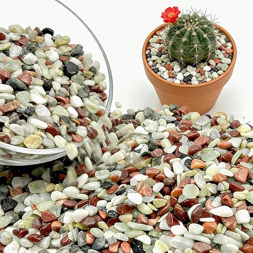 3/8 Inch Mixed Color Pebbles, Polished Decorative Gravel Colorful River Rock for Plants - for Succulent, Cactus, Fish Tank, Vase, Bird Bath, Garden Landscaping and Top Dressing-6LB