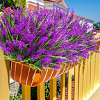 Kinisty 20 Bundles Outdoor Artificial Plants and Flowers, UV Resistant Faux Monkey Grass with Lavender and Fake Plastic Greenery for Spring Summer Outside Planter Porch Garden Decor, Fuchsia