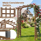 Giantex 7.5FT Wood Garden Arbor Trellis, Wooden Wedding Arch for Ceremony Party, Outdoor Archway Pergola for Climbing Plants, Pathway, Yard, Garden Decor, Easy Assembly (Dark Brown, 63''W x 90''H)