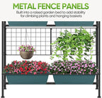 CADUKE Raised Planter Box with Legs, 32" Elevated Vegetable Garden Beds, Raised Garden Bed with Drainage Holes & Trellis, Herb Garden Planter Outdoor for Vegetables, Balcony, Patio, Green