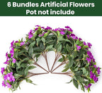 Nigirior Artificial Fake Flowers for Outdoor Décor 6 Bundles UV Resistant Fake Plants for Planter Faux Impatiens for Home Porch/Garden Stunning（Purple）
