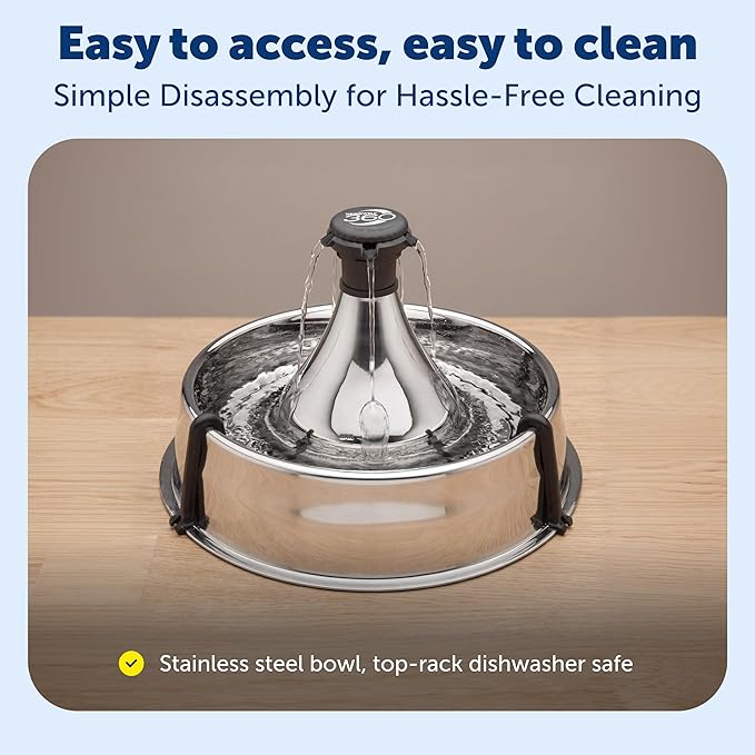 PetSafe Stainless Multi-Pet Fountain with Extra Filters Great for Multiple Pet Households Customizable Stream Options Scratch and Rust Resistant 128 Oz Water Capacity Fresh, Filtered Water