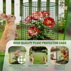 6 Pack Plant Protectors from Animals with Cover, 12" x 12" Round Metal Wire Garden Plant Cages to Keep Animals Out, Rabbit Proof Protection for Vegetables & Flowers with Stakes, Zip Ties & Gloves