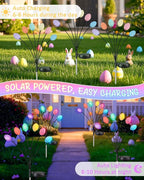 Upgraded 4 Pack Solar Easter Egg Lights Outdoor, Colorful Swaying Firefly Lights with 2 Lighting Modes, Waterproof Solar Pathway Lights for Spring Garden Lawn Yard Patio Porch Easter Decorations