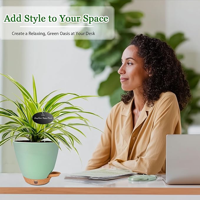6 Inch Self Watering Pots for Indoor Plants(5-Pack) – Small Plastic Planters with Water Level Window, Drainage Holes & Detachable Trays, Indoor Outdoor Flower Pots for Herbs, Snake,Pothos (Green)