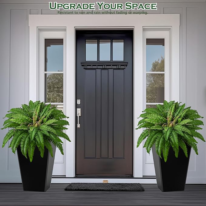 40" Artificial Boston Ferns Bush Plants, Set of 2, Large Faux Ferns Hanging Decor with 53 Fronds, Fake Vines Indoor Or Outdoors Planter for Home and Office Decor