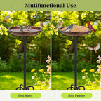 Gtongoko 10" Dia Bowl Small Metal Bird Bath for Outside Heavy Duty, 29" Height Bird Feeder Birdbaths for Outdoors, Garden Bird Bath Bowl with 5-prongs Base