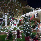 JMEXSUSS 300 LED White Christmas Lights, Outdoor Indoor, Green Wire, 8 Modes, Waterproof, Perfect for Xmas, Wedding, Party, Garden