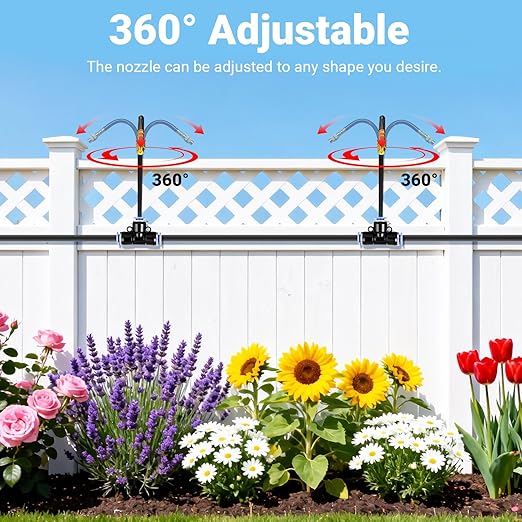Thiswing 100FT 360° Adjustable Drip Irrigation Kit – 1/4" Tubing with 18 Nozzles, Full-Circle Spray for Greenhouse, Vegetable Garden & Potted Plants, Water-Saving DIY Irrigation System