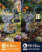 Outdoor Elephant Statues Solar Garden Decor Lights - Elephant Decoration for Garden, Balcony, Patio, Yard, Lawn - Housewarming, Fathers Day, Unique Birthday Gifts for Women Mom Grandma(Black)