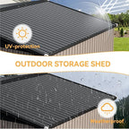 Aoxun 10 x 8FT Outdoor Storage Shed with Double Hinged Large Door Utility Garden Shed with Lockable Door & Sloped Roof Metal Sheds Outdoor Storage for Garden, Backyard, Patio and Backyard, Brown
