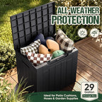 Devoko 29 Gallon Waterproof Outdoor Storage Box Resin Deck Box Lockable and UV Resistant for Patio Furniture, Garden Tools (Black, 29 Gallon)