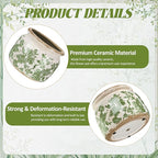 4.7" Small Ceramic Plant Pot Beige Green Vintage Floral Crackle Glaze Rustic Flowers Pot Decorative Planter with Drainage for Indoor Outdoor Plants Home Kitchen Office Decor Gift