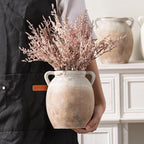 Dobbyby Ceramic Flower Vase 7.6 inch Farmhouse Rustic Vase Decorative Pottery Terracotta Vases for Home Decor Table Mantle Fireplace Living Room Bathroom Wedding Centerpiece (Aged Terra)