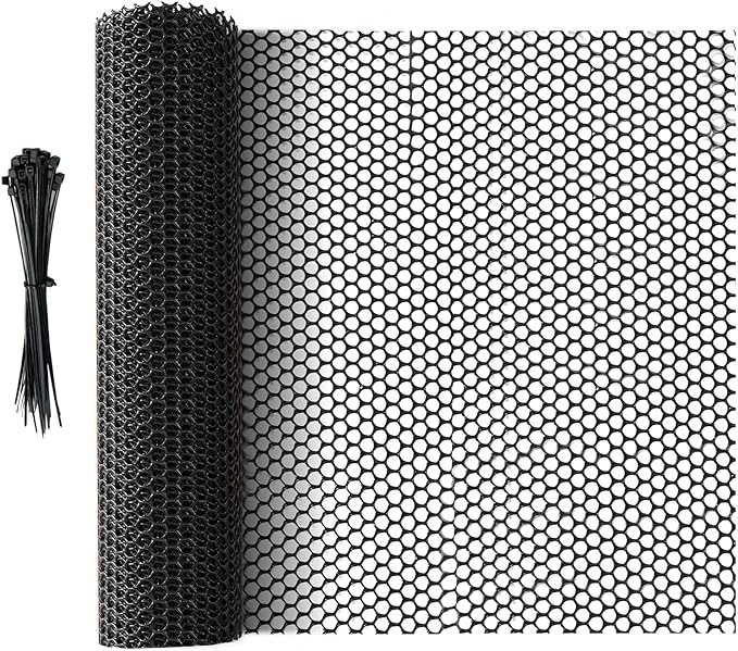 49.2 FT x 15.7 in Roll Mesh Fence, Versatile Black Plastic Fencing & Netting, Cuttable Animal Wire Mesh Fence, Durable Tree Trunk Protector, Suitable for Cat Dog Rabbit Barrier and Plant Protectors