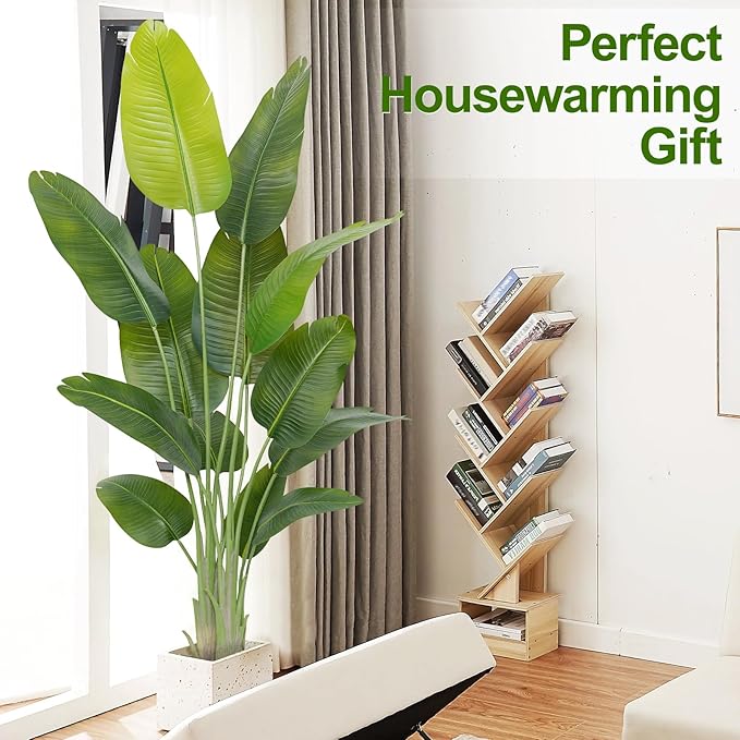Lifelike Bird of Paradise Artificial Plant,6ft Faux Banana Leaf Tree with 13 Trunks - Perfect Indoor Silk Floor Plant for Home Decor in Living Room, Office, and Bedroom 1Pack