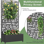 Casaphoria Metal Raised Garden Bed with Trellis and Wheels, 72"x35"x16" Planter Box for Climbing Plants, Vegetables & Vines, Features Drainage Holes and Privacy Screen (Black-Helen)