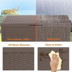 PatioZen 120 Gallon Resin Deck Box, Lockable Patio Outdoor Storage Box for Furniture, Garden Tools and Tools Storage, Waterproof Outside Storage Boxes - Grey
