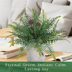 Artificial Boston Fern Potted Plants, 2 Pcs 15'' Fake Greenery Shrubs Plants in Pot for Home Office Living Room Desk Shelf Indoor