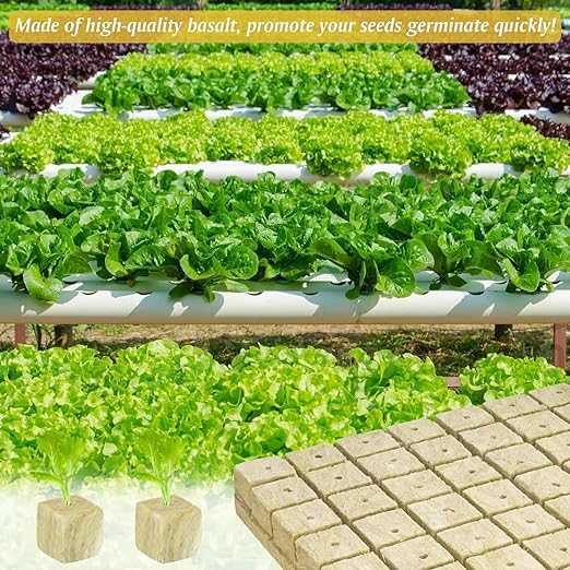 Halatool 2 Inch Rockwool Garden Rockwool Cubes for Hydroponics Rock Wool Planting Cubes for Soilless Cultivation Cuttings Clone Plants Germination Seedlings Start (4 Sheets, 192 Plugs in Total)