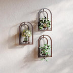 Metal Wall Planter Frame Haning Plant Stand (3 Pack Coffee)