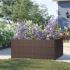 SUNNYPARK Brown Rectangular Planter Box All-Weather PE Rattan Large Modern Planters with Removable Liner Indoor Outdoor Decorative Flower Pot for Patio, Balcony, Garden