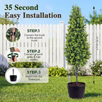 PATIO CHOICE 3ft Artificial Topiary Trees with Ground Spike Set of 2 36" Outdoor Faux Plants Realistic Faux Bushes and Shrubs Decorations for Outdoor Indoor Front Porch Garden