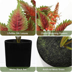 Artificial Plants Indoor with Pot 16.9" Faux Potted Perilla Plants Indoor Decorative Silk Greenery in Black Pot for Farmhouse Home Bathroom Living Room Office Table Shelf Decor