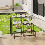 Garden 4 you 3 Tier Large Metal Plant Stand, Garden Display Shelf Flower Pot Holder Storage Organizer Rack for Indoor Home Outdoor Patio Balcony Yard( Black,Rectangle)