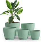 Utopia Home - Spotty Plant Pots Indoor with Drainage - 7/6.6/6/5.3/4.8 Inches Flower Pots - 5 Pack Plastic Planters - Ideal for Stocking Stuffers - (Speckled Mint, Pack of 5)
