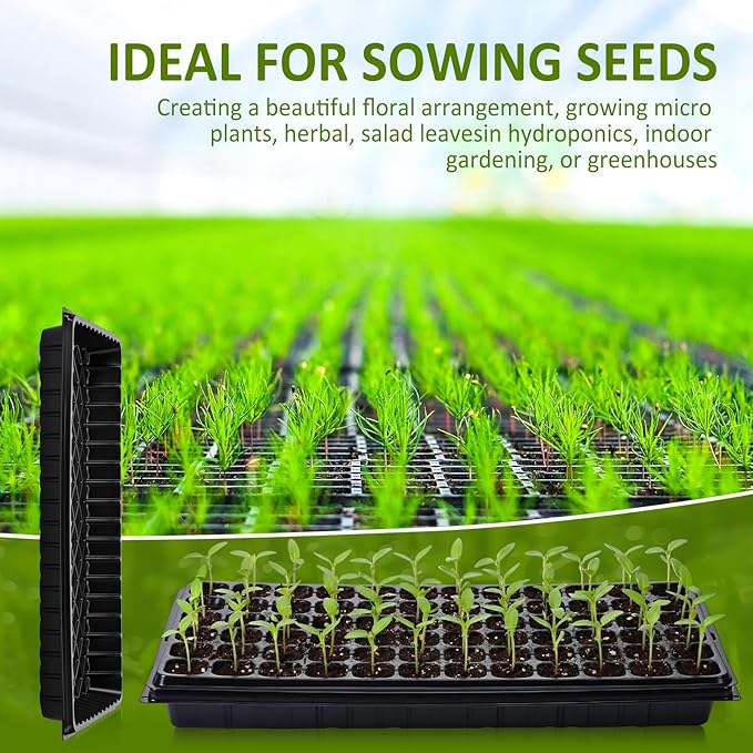 Vesici 20 Pack Seed Starter Trays, 72 Cell Seedling Trays with 1020 Flat Tray, Deep Plug Nursery Plant Pots for Germination, Water Collection, Indoor Outdoor Seed Starting & Transplanting
