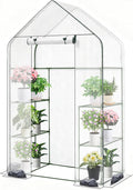 Twira Greenhouse for Outdoors, 55.1" x 27.6" x 78.7" Walk in Plant Greenhouses Heavy Duty with Thicken PE Cover, 3 Tiers 8 Shelves Greenhouse Plastic, Portable Green House for Outside, Patio, Garden