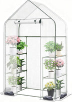 Twira Greenhouse for Outdoors, 55.1" x 27.6" x 78.7" Walk in Plant Greenhouses Heavy Duty with Thicken PE Cover, 3 Tiers 8 Shelves Greenhouse Plastic, Portable Green House for Outside, Patio, Garden