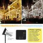 Warm White and Cool White Color Changing Solar String Lights for Outside, 2 Pack 400LED Solar Fairy Lights Outdoor Waterproof, Copper Wire with 8 Modes Solar Twinkle Lights for Tree Garden Party