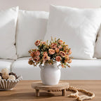 Vanselia Ceramic Flower Vase Home Decor - Farmhouse Table Vases with Handle Living Room Decoration Vintage Decorative Aesthetic for Shelf Coffee Dining Desk House Bookshelf Fireplace (6" Rustic)