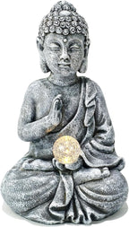 Suyorpe Buddha Statue Outdoor Statues with Solar Lights - Sitting Buddha Figurine for Garden, Zen Decor for Garden,Home, Patio, Lawn,Yard Balcony