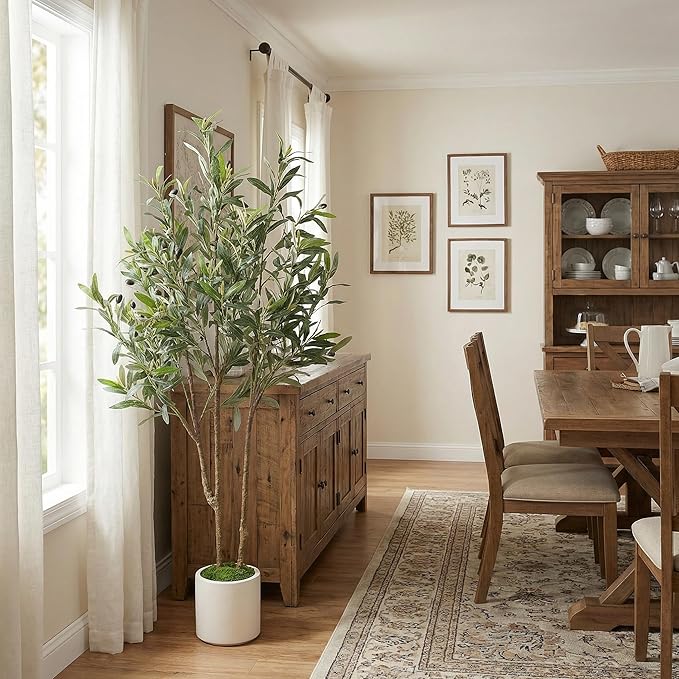 Alupssuc 4ft Olive Trees Artificial Indoor & Outdoor, Faux Olive Tree with Lively Artificial Trunk and Lifelike Fruits, Fake Potted Tree for Modern Home Office Living Room Decor